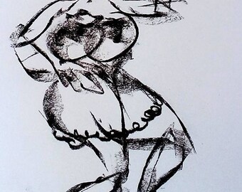 Exciting original charcoal drawing contemporary modern black and white unframed artwork abstract wall art. Your body makes me crazy baby!