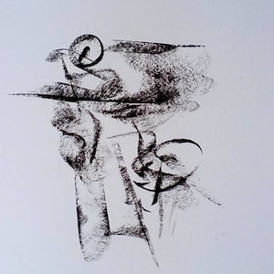 Contemporary art charcoal abstract landscape drawing black white original modern art. This is music made by the lines of your conceptions