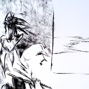 オリジナルの抽象的な木炭画。抽象芸術。