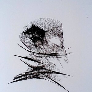 Original charcoal drawing black and white abstract wall art modern landscape. Where you go, I was before. Go then and tell me how it was.