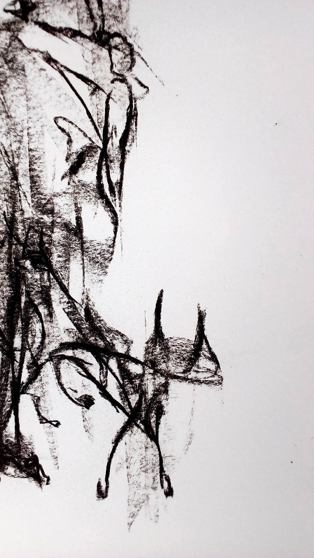 Original Abstract Charcoal Drawing Wall Art Illustration Black - Etsy