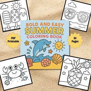 Summer Coloring Book: Bold & Easy Printable Pages (PDF Download)
