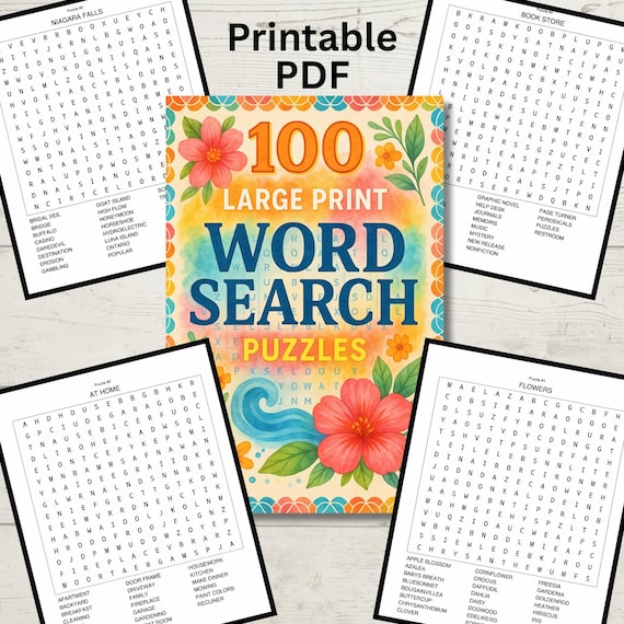 Large Print Word Search Puzzles: Themed Brain Games for Adults (PDF Download)