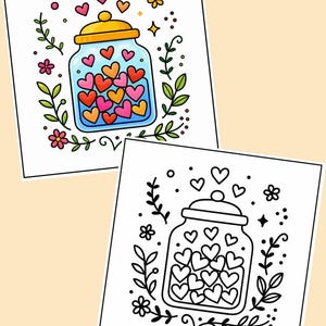 Folk Art Valentine Coloring Book | 24 Printable Pages | Heart Animals, Folk-Art Designs image 2