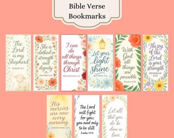 Floral Bible Verse Bookmarks: Christian Scripture Printables (PDF)