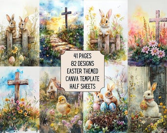 Easter Junk Journal Printable: Half Sheet Scrapbook Paper (Canva Template)
