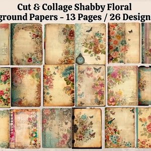 Papiers de fond éphémères minables - fichier PDF numérique pour téléchargement immédiat, feuilles de collage imprimables de Style vintage pour art technique mixte