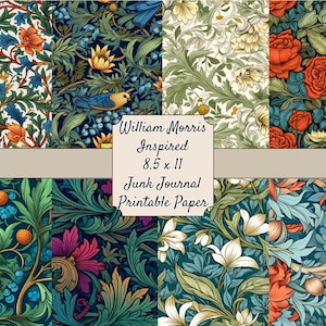 William Morris Inspired Printable Background Paper - 1 PDF File - 35 Designs - Junk Journaling - Scrapbooking - Card-Making