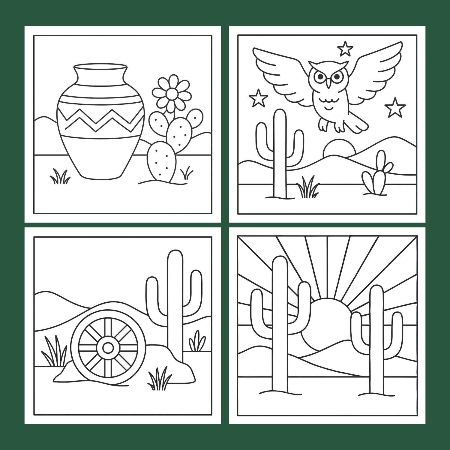 Southwest Coloring Book: Desert Animals, Cactus, Sunsets (digital PDF ...