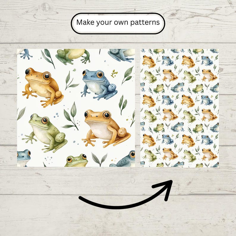 Hop Pattern Frog Frog Seamless Pattern Set – Scrapbook Paper, Fabric Print (digital ...