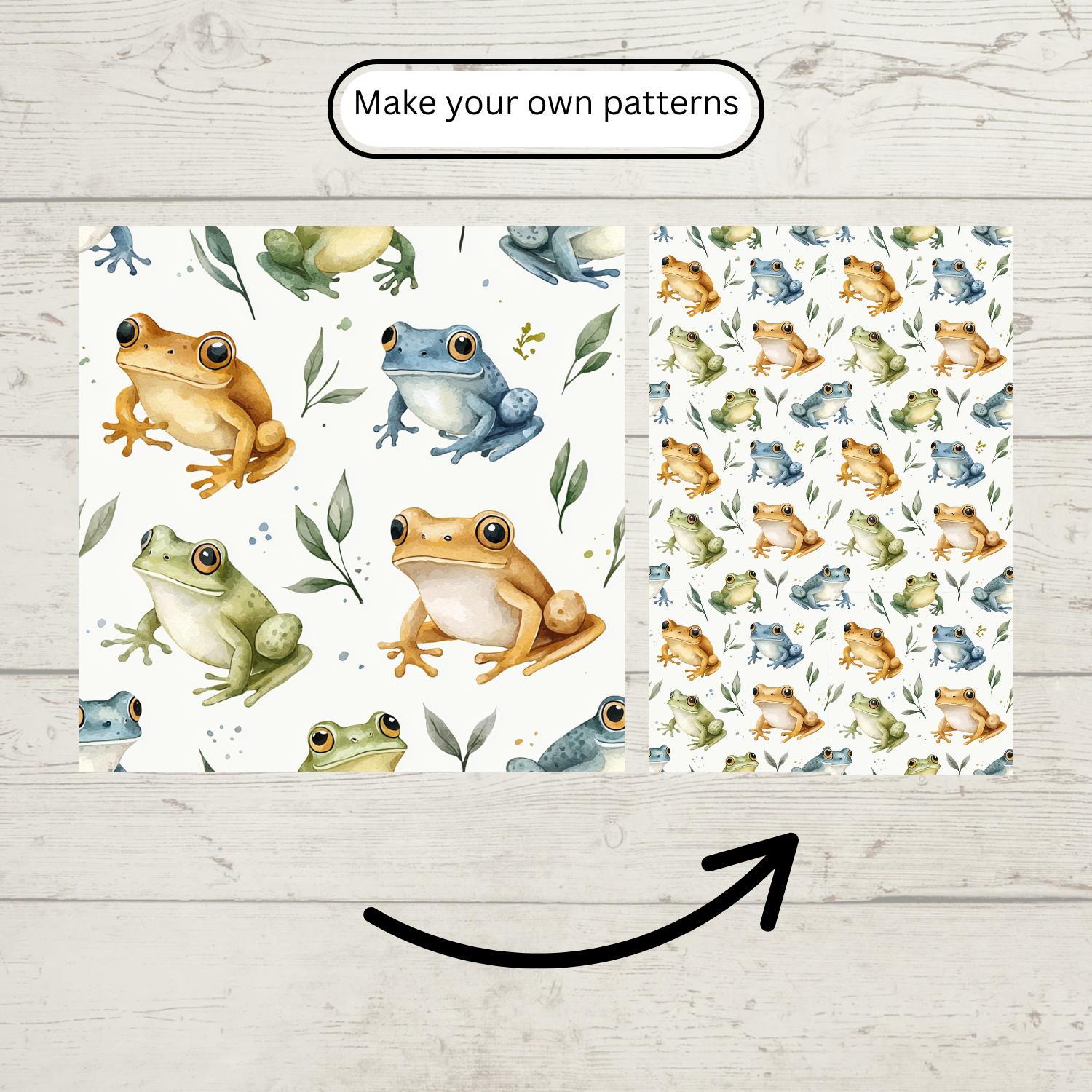 Frog Seamless Pattern Set – Scrapbook Paper, Fabric Print (digital ...