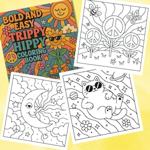 Trippy Hippie Coloring Book: 25 Groovy Retro Designs (PDF Download)