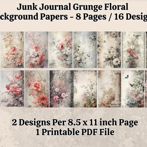Floral Grunge Junk Journal Scrapbook Papers