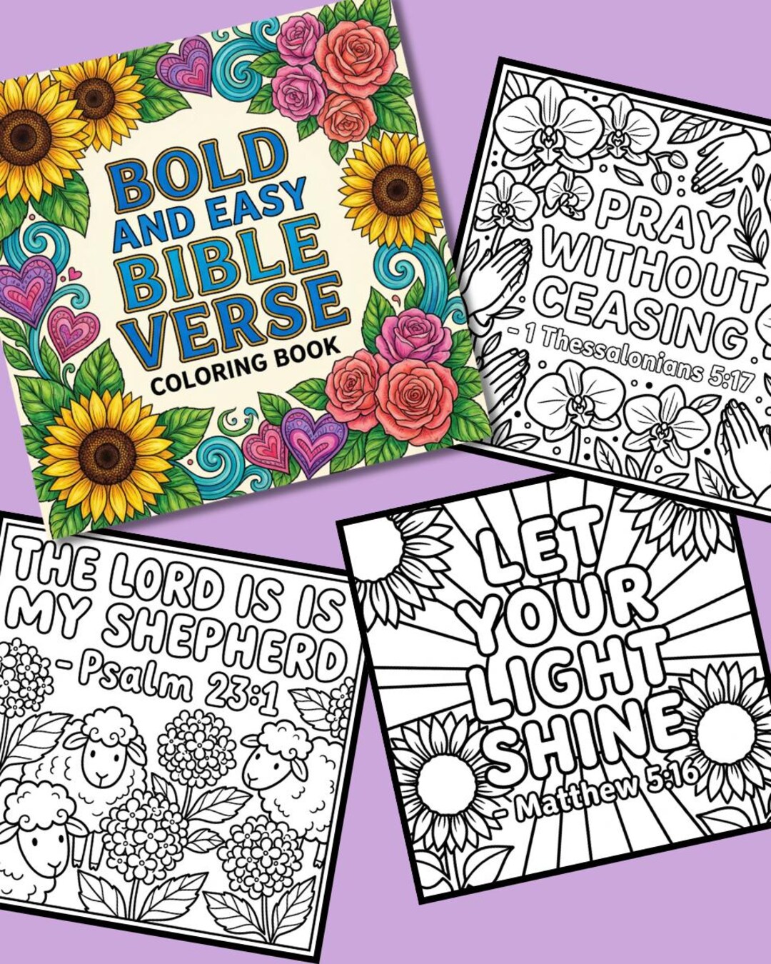 Bold & Easy Bible Verse Coloring Book | 24-page Printable PDF ...