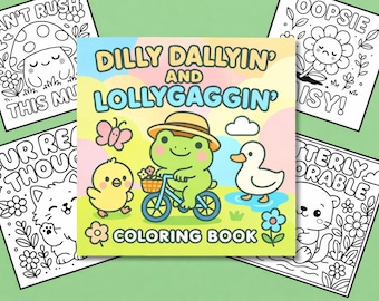 Kawaii Tiermalbuch: Lustige Lazy Day Zitate (Instant Download) 30 Seiten