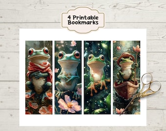 Whimsical Frog Bookmarks: Set of 4 Printable Designs (PDF)