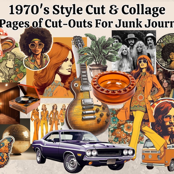 1970er Jahre Themenschnitt und Collage für Junk Journals und andere Papierprojekte