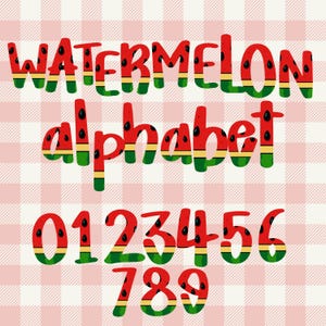 Watermelon Alphabet PNG Letters and Numbers – Summer Fruit Font Clipart, Sublimation & Craft PNGs, Digital Download, Commercial Use
