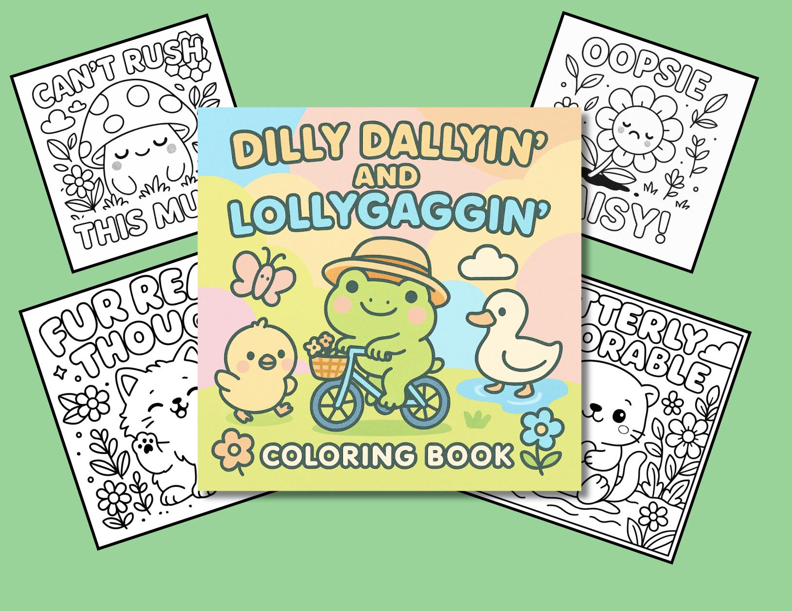 Funny Kawaii Animal Coloring Book PDF with Lazy Day Quotes – Printable Pages for Adults and Kids