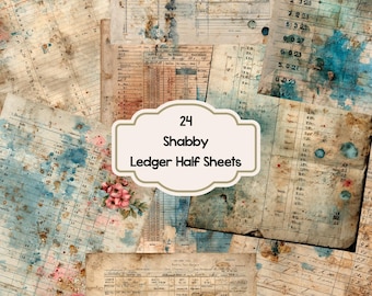 Vintage Ledger Paper: Shabby Grunge Ephemera for Junk Journals (PDF Download)