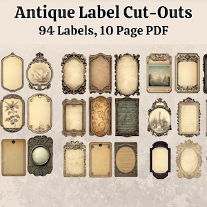 Antique Label Cut-Outs For Junk Journaling, Scrapbooking, Card Making, Collage