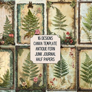 Demi-papiers imprimables du journal fougères antiques - modèle Canva - PDF imprimable - éphémères - scrapbooking - impression à partir de Canva