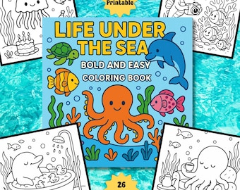 Libro para colorear "Vida submarina": Animales marinos atrevidos (Descarga instantánea)
