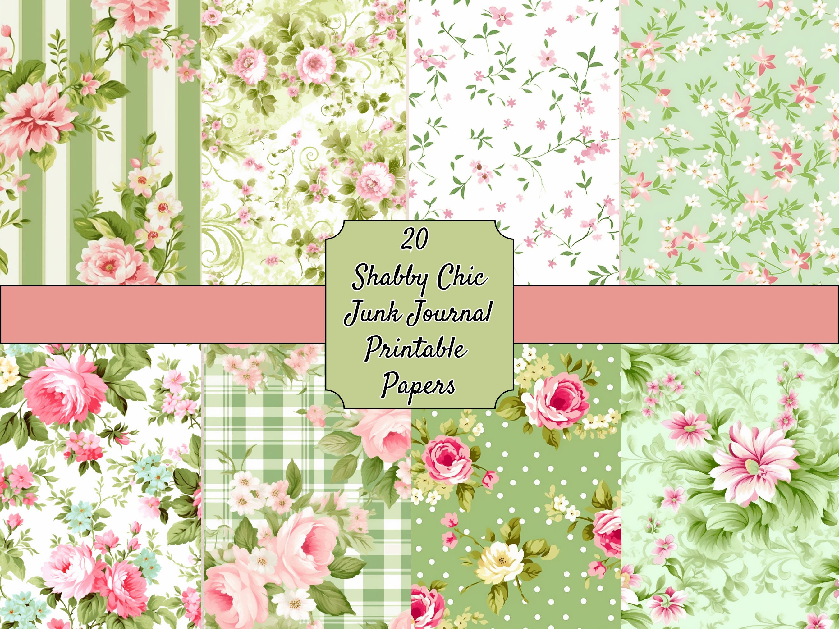Digital Shabby Pink Papers, Vintage Shabby Download, Printable Pink Scrapbook  Papers, Digital Journal Papers, Digital Download,journal Kit. 