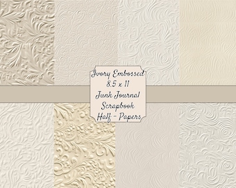 Ivory Embossed Paper: Vintage Scrapbook & Junk Journal (PDF Download)