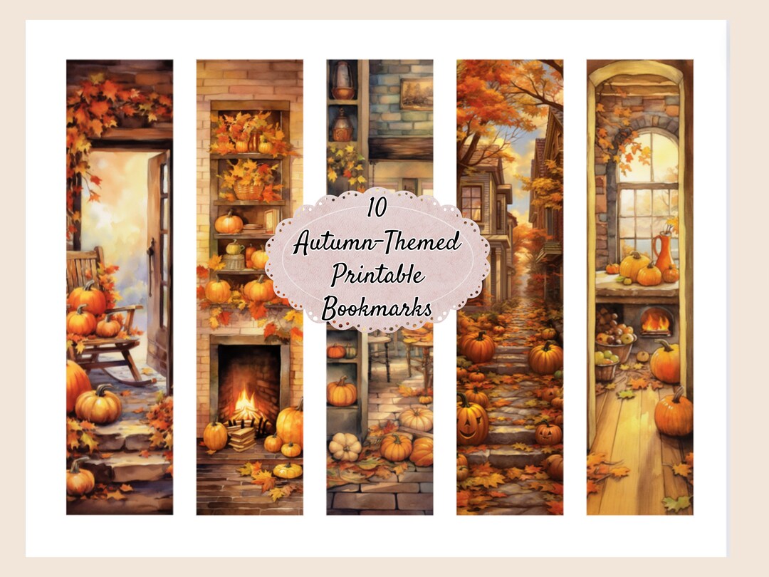 Autumn Bookmarks: Cozy Fall Scenes, Set of 10 (printable PDF) - Etsy