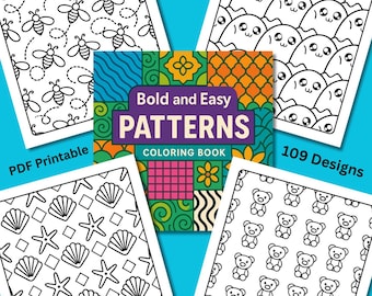 Easy Patterns Coloring Book: 109 Relaxing Pages (PDF Download)