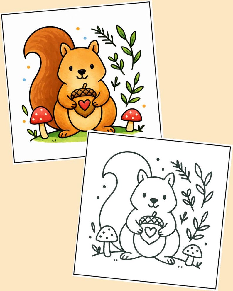Folk Art Valentine Coloring Book | 24 Printable Pages | Heart Animals, Folk-Art Designs image 3