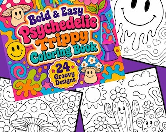 Bold and Easy Psychedelic Trippy Malbuch druckbare PDF für Erwachsene und Jugendliche