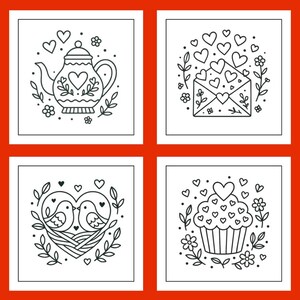 Folk Art Valentine Coloring Book | 24 Printable Pages | Heart Animals, Folk-Art Designs image 8