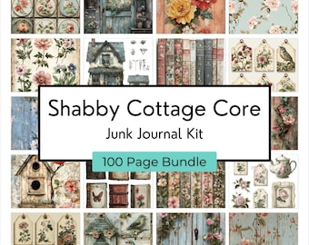 Shabby Cottage Core Junk Journal Kit - Canva Template - Printable Junk Journal Kit - Scrapbook Kit