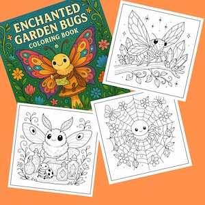 Enchanted Garden Bugs Coloring Book: 26 Fantasy Insect Art Pages (Digital Download)