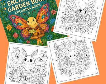 Enchanted Garden Bugs Coloring Book: 26 Fantasy Insect Art Pages (Digital Download)