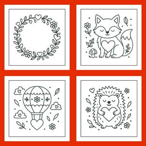 Folk Art Valentine Coloring Book | 24 Printable Pages | Heart Animals, Folk-Art Designs image 7