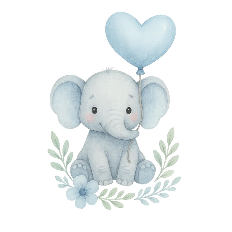 Baby Elephant Clipart PNG Set – Pink & Blue Watercolor Elephants With ...