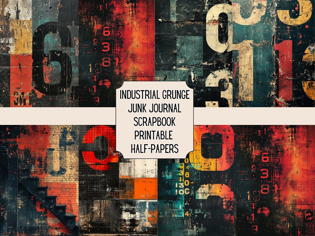 Industrial Grunge Printable Half Papers for Junk Journals, Scrapbooks ...