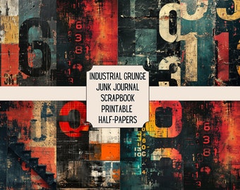 Papeles imprimibles de estilo industrial grunge para revistas basura, álbumes de recortes, fabricación de tarjetas y más