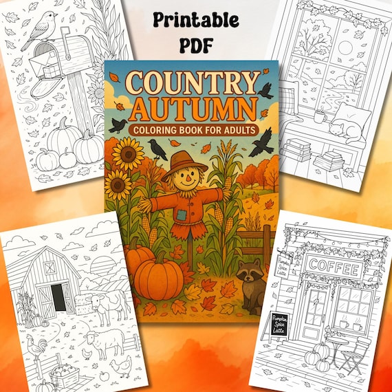 Fall Coloring Book for Adults: 25 Autumn-Themed Pages (PDF Download)