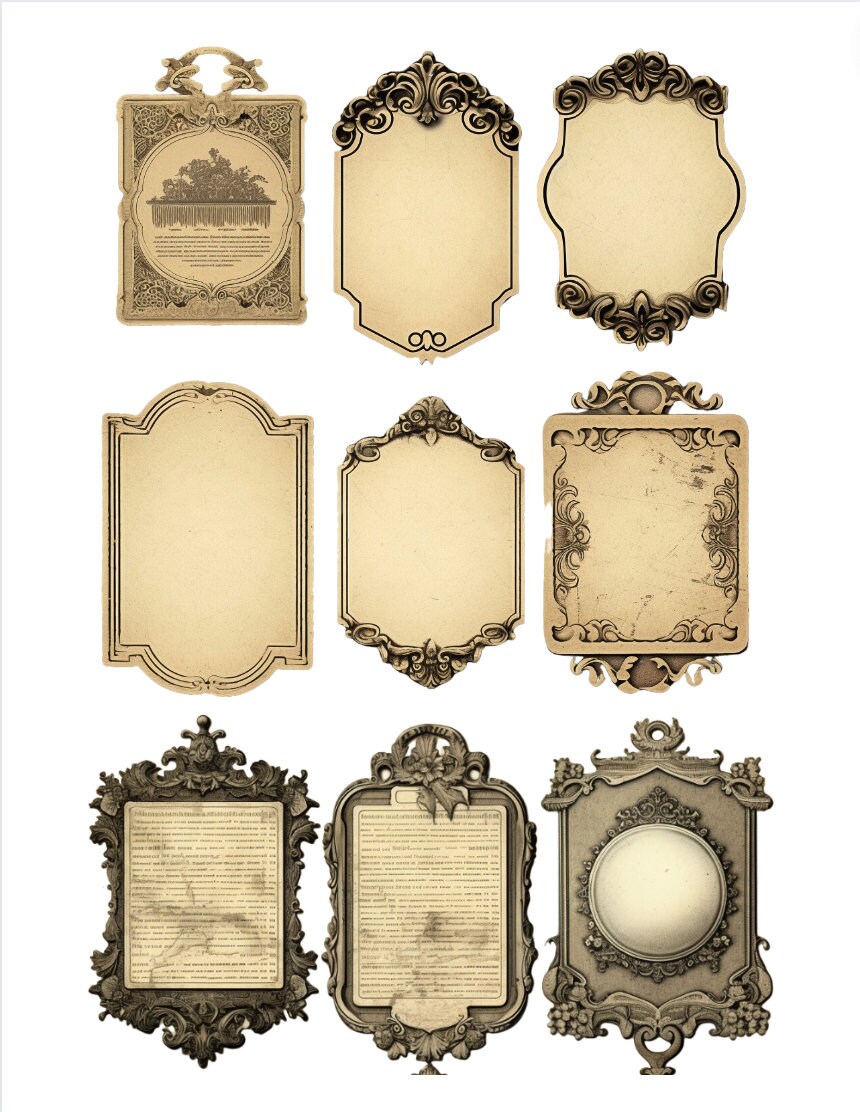 Antique Label Cut-outs for Junk Journaling, Scrapbooking, Card Making ...