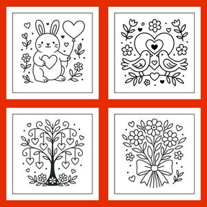 Folk Art Valentine Coloring Book | 24 Printable Pages | Heart Animals, Folk-Art Designs image 9