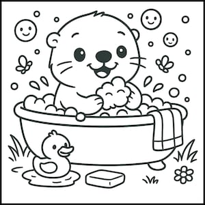 25 Printable Cute Animal Coloring Pages for Kids – Bold and Easy Kawaii Animal Pages for Preschoolers – PDF Instant Download For All Ages
