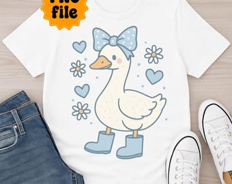 Coquette Goose Clipart – Kawaii Animal PNG, Commercial Use