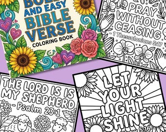 Bold & Easy Bible Verse Coloring Book | 24-Page Printable PDF |  Christian Coloring Pages
