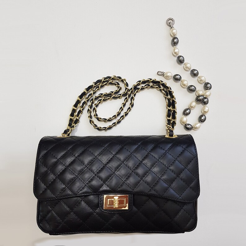 Quilted Leather Bag Real Italian Calf Leather Etsy