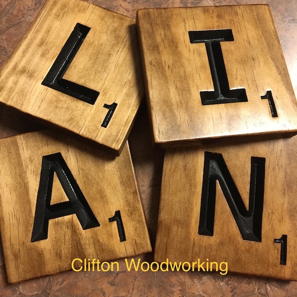 Fichas de Scrabble de madera tallada Fichas de Scrabble grandes de 5 x 5 fichas