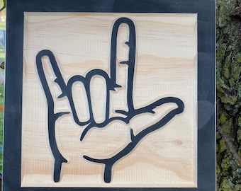 I Love You ASL Wood Sign American Sign Language Wood sign